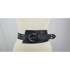 MODENA - Women's Contour Italian Leather Belt with Bronze/Silver Studs | SKU 410-B