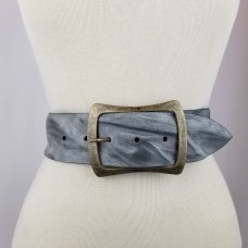 MODICA - Women's Wide Textured Italian Leather Belt with Rectangular Bronze Buckle|SKU F72039