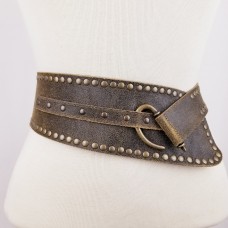 PERUGIA - Hip Style Wide Contour Outlined Italian Leather Belt with Studs | SKU 4084