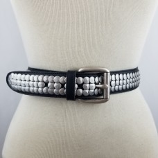 TORINO - Italian Leather Belt with Brushed Silver Studs | SKU 937